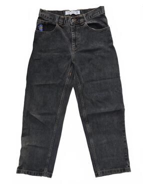 Polar Skate 93!  Black Jeans 100 % Cotton Straight Leg orange stitching  30/27.5